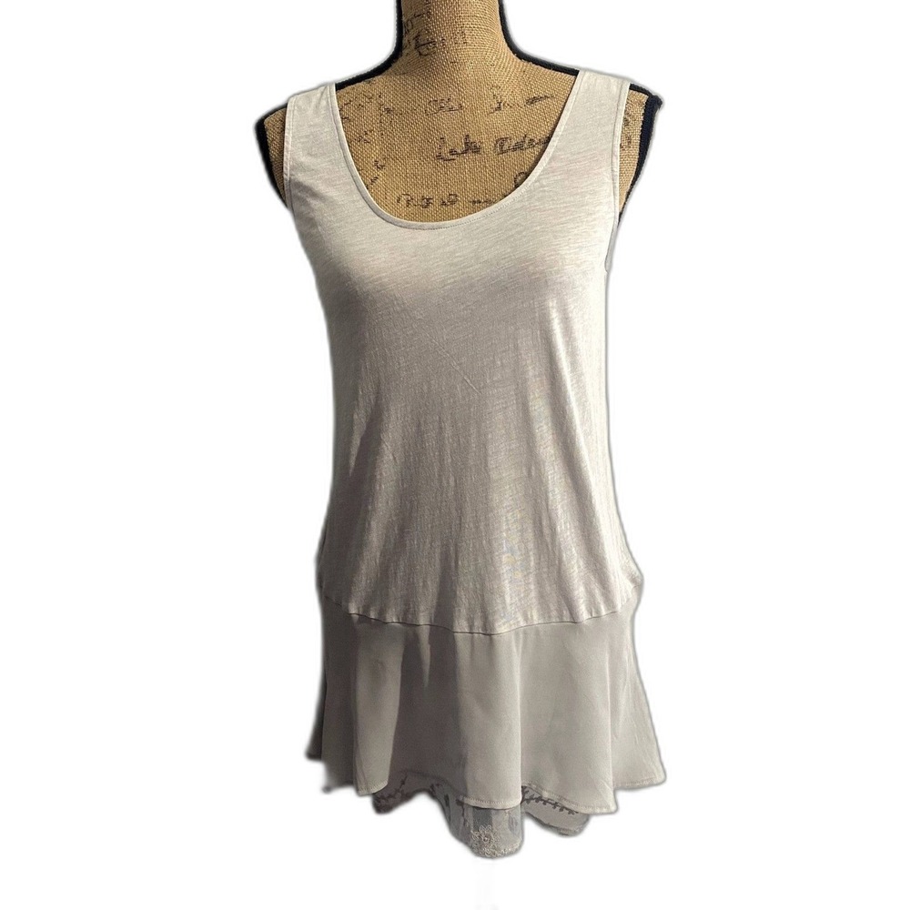 Matilda Jane Women's Stone House Extender Tank‎ Top Layered Look Gray Size Small